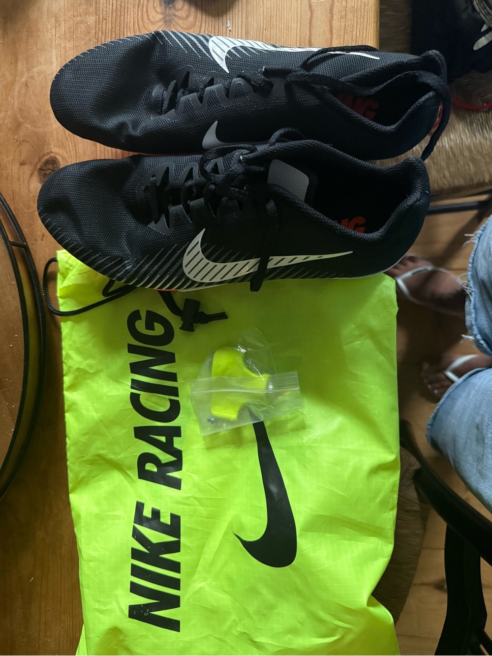 Nike Black and Orange indoor track Racing Sneaker